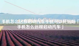 手机怎么远程启动汽车手机可以托运吗「手机怎么远程启动汽车」