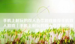 手机上耐玩的双人合作游戏推荐手机双人游戏「手机上耐玩的双人合作游戏推荐」
