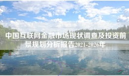 中国互联网金融市场现状调查及投资前景规划分析报告2021-2026年