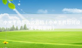 小米手机怎么设密码（小米手机如何设置手机密码）