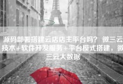源码部署搭建云店店主平台吗？ 微三云技术+软件开发服务+平台模式搭建，微三云大数据
