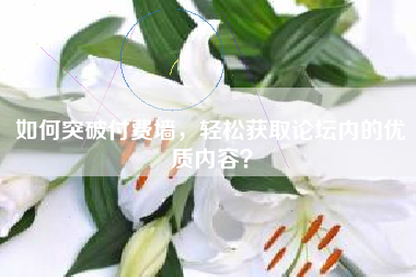 如何突破付费墙，轻松获取论坛内的优质内容？